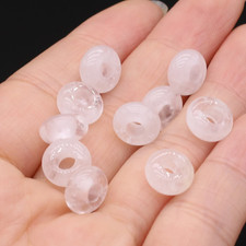 10Pcs Natural Stone Big Hole Beads Abacus Shape Rose Quartzs Amethyst Loose Bead