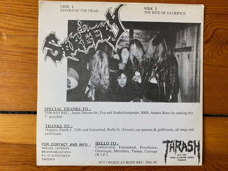 SORCERY „RIVERS…“ 1st press 7" EP Single Death Metal Nihilist Treblinka Morbid - Bild 4 von 4