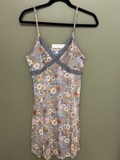 Y2K Boho Flower Lace Mesh Mini Dress Size Large