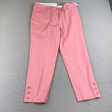 Talbots Pants Womens 10 Pink Flat Front Perfect Crop Lightweight NWT