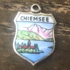 Vintage Chiemsee 800 Silver Travel Shield Enamel Bracelet Charm EHj — photo 3