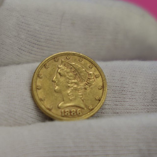 1886 S US $5 Liberty Gold Piece XF (Cleaned)