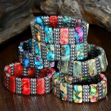 Boho Rainbow Stretch Bracelet Vintage Bead Wrist Bangle Beach Jewelry Gift Women