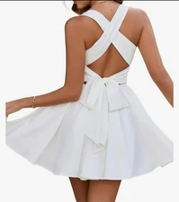 NWT Colysmo Women Homecoming Mini Dress A Line Flowy Ruffle Square Neck Size L