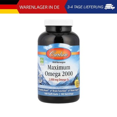 Carlson, Wild Norwegian, Maximum Omega 2000, Omega-3-Fischöl, natürlicher Zitron
