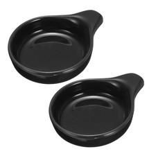 2Pcs Ceramic Dipping Sauce Bowls, 4oz Soy Sauce Dish with Handle, Black