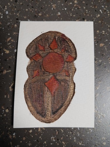 Aceo Dungeons and Dragons Shield Original Art  Card Mixed Media