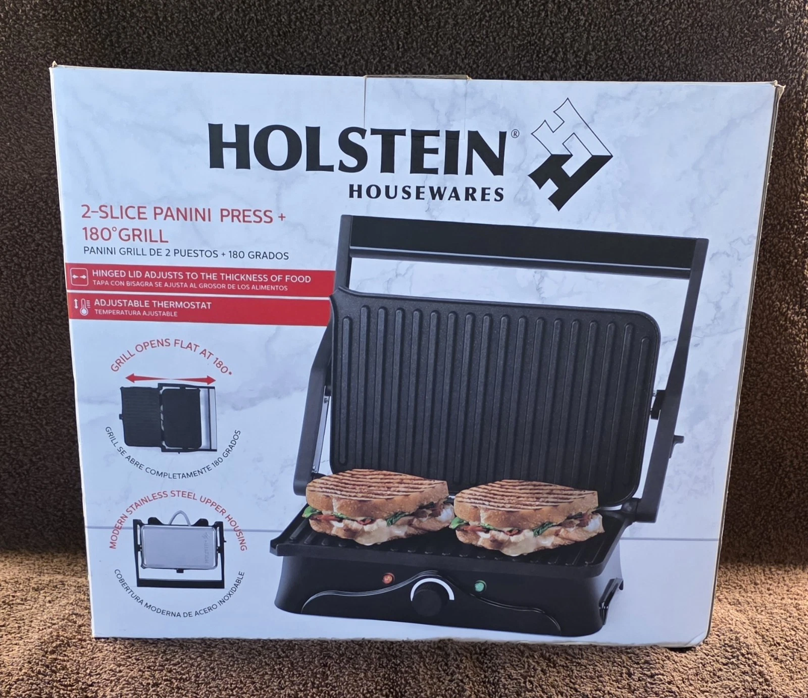 2 Slice Panini Press + 180 Grill Holstein housewares NIB Non Stick
Opens in a new window or tab
