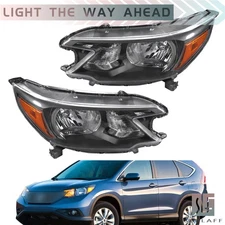 For Honda CR-V 2012-2014 Halogen Headlight Black Housing Headlamp Set Left+Right