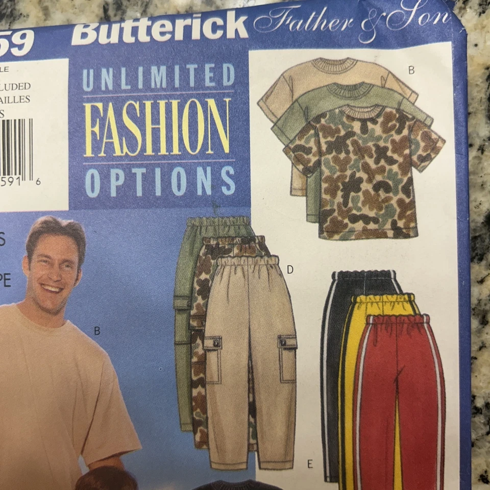 Camiseta Pantalones Butterick Patrón Costura 5559 Padre Hijo Hágalo Usted Mismo Fácil Todas las Tallas Informal Foto 4 de 4