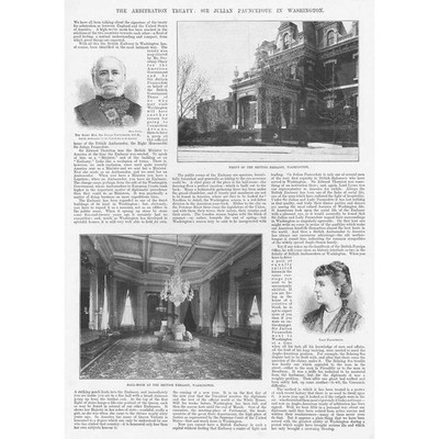 Sir Julian Pauncefote in der britischen Botschaft in Washington - antiker Druck 1897