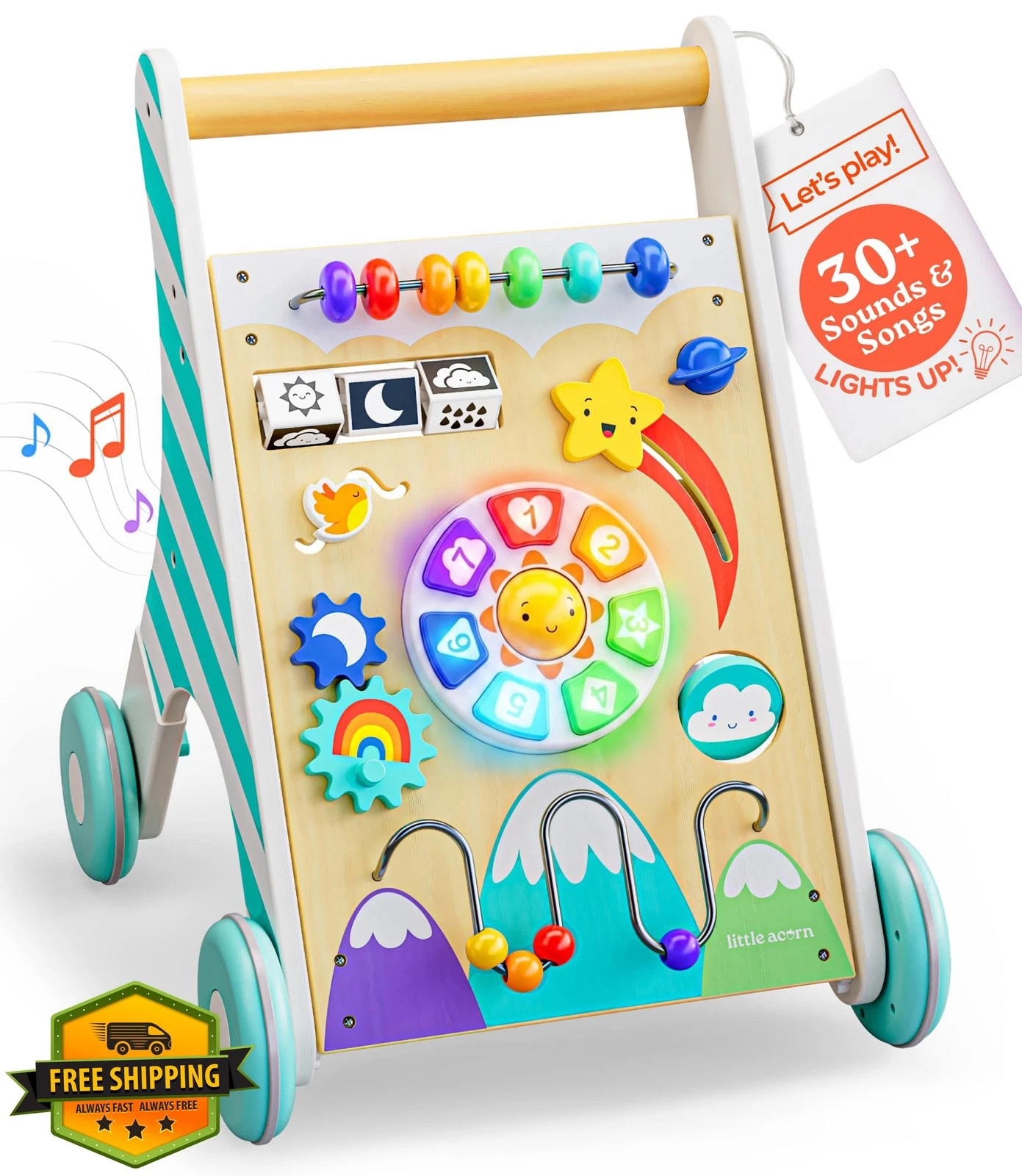 little acorn Wooden Baby Walker Music Lights