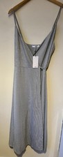 MNG Casual Size 10 M Blue white stripe wrap summer dress jersey stretch holiday