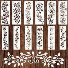12 Pieces Floral Stencils Vine Stencils for Wall Painting Leaf Stencil for Cr...