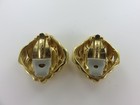 Vintage Mod Ciner Gold Tone Earrings 1" Square Button Clips MCM — photo 3