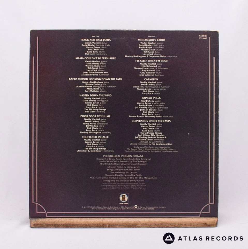 Warren Zevon Warren Zevon A1 B1 LP Album Vinyl Record K 53039 - VG+/EX - Изображение 3 из 4