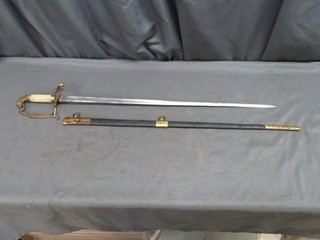 PRE CIVIL WAR AMERICAN ARMY / MILITIA OFFICER SWORD W/SCABBARD EAGLE HEAD POMMEL