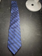 Guy Laroche Paris Tie Men's Blue Geometric Silk Necktie Handmade In France