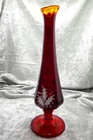 Vintage Fenton Amberina Silver Holly Swing Bud Vase