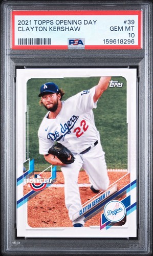 2021 Topps OPENING DAY #39 Clayton Kershaw PSA 10 GEM; Los Angeles Dodgers MLB