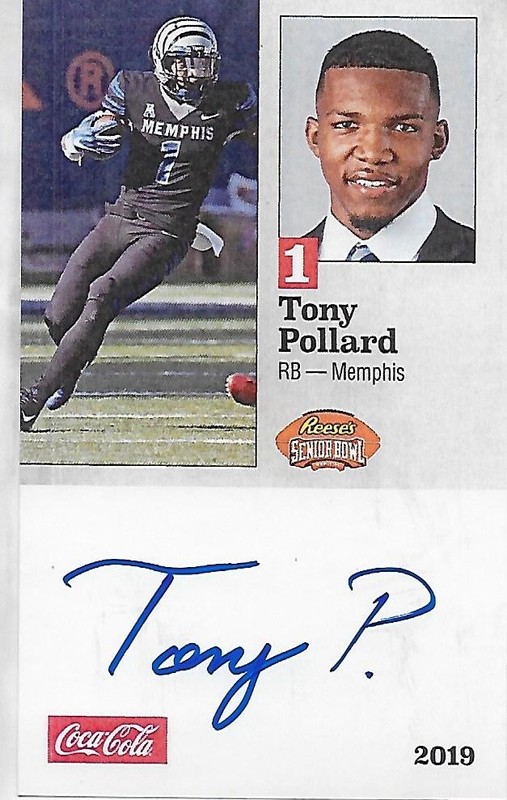 2019 SENIOR BOWL MEMPHIS TONY POLLARD TENNESSE TITANS / COWBOYS ROOKIE AUTO 