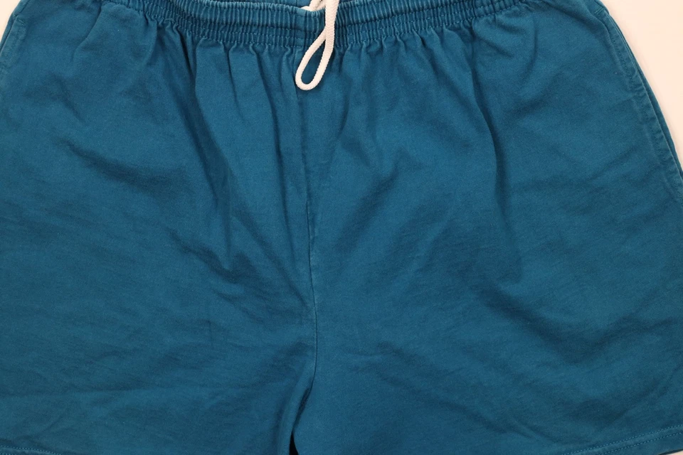 Pantalones Cortos De Colección Años 90 Streetwear Para Hombres Talla XL Algodón en Blanco Desteñido Sobre la Rodilla Azul Foto 3 de 4