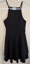 NWT Jun & Ivy Black Dress Sz S Halter Tiered Hem Lace Back Cutout Cocktail Party