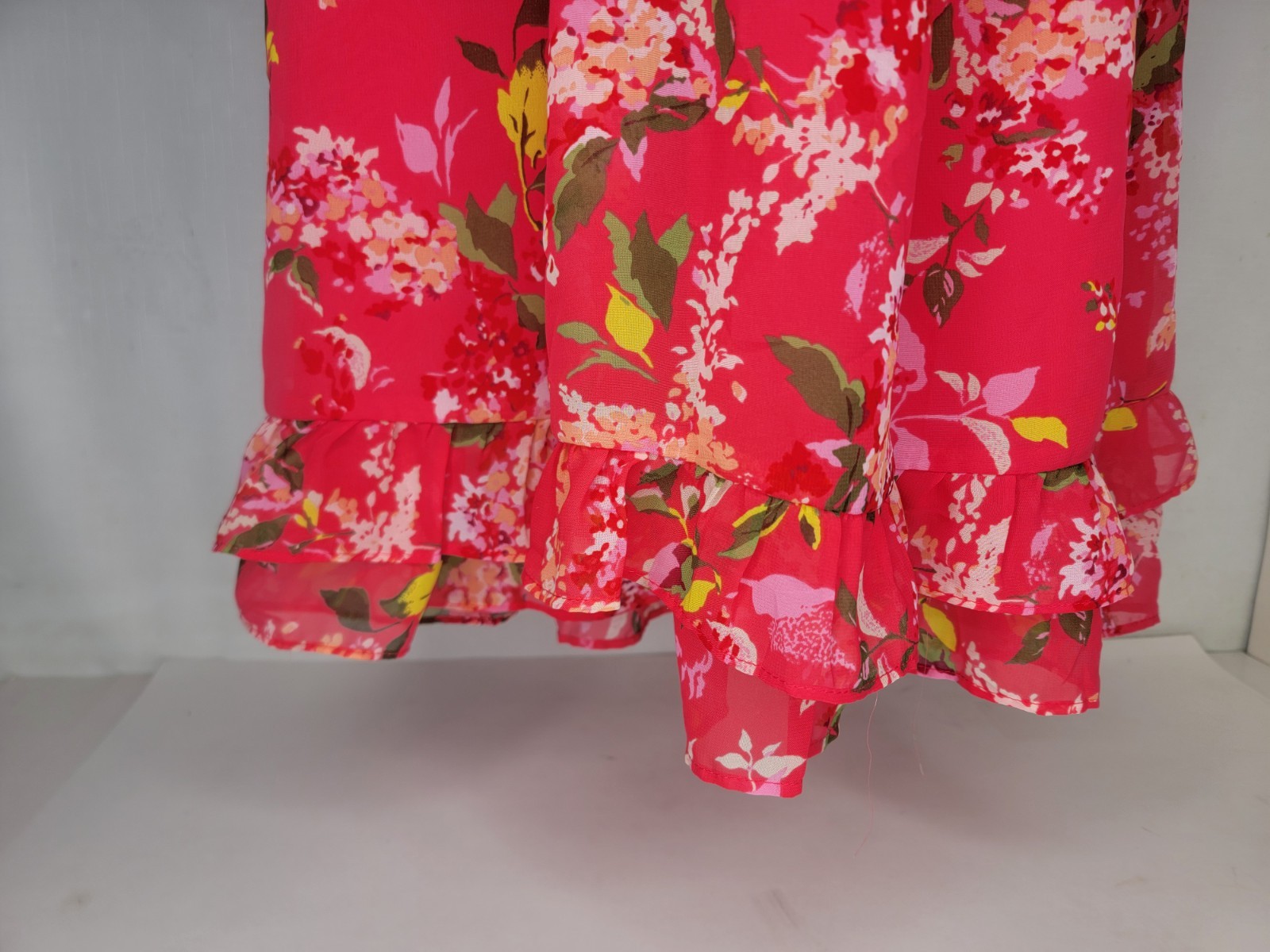 ME George Dress Size 10 Ruffle Sleeveless A-Line Salmon Pink Floral