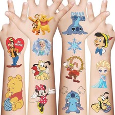 10 Sheets Disney Cartoon Temporary Tattoos for Kids, Princess Birthday Party