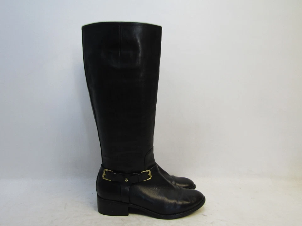 Botas de moda Ralph Lauren para mujer talla 8,5 B de cuero negro con cremallera 16" hasta la rodilla Foto 3 de 4