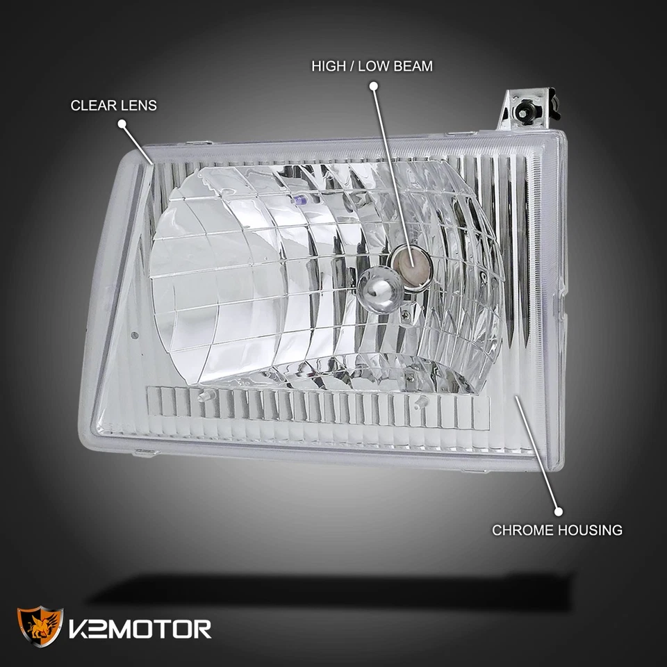 Clear Fits 1992-2006 Ford E150 E250 Econoline Headlights Lamps Left+Right 92-06 - Image 3 of 4