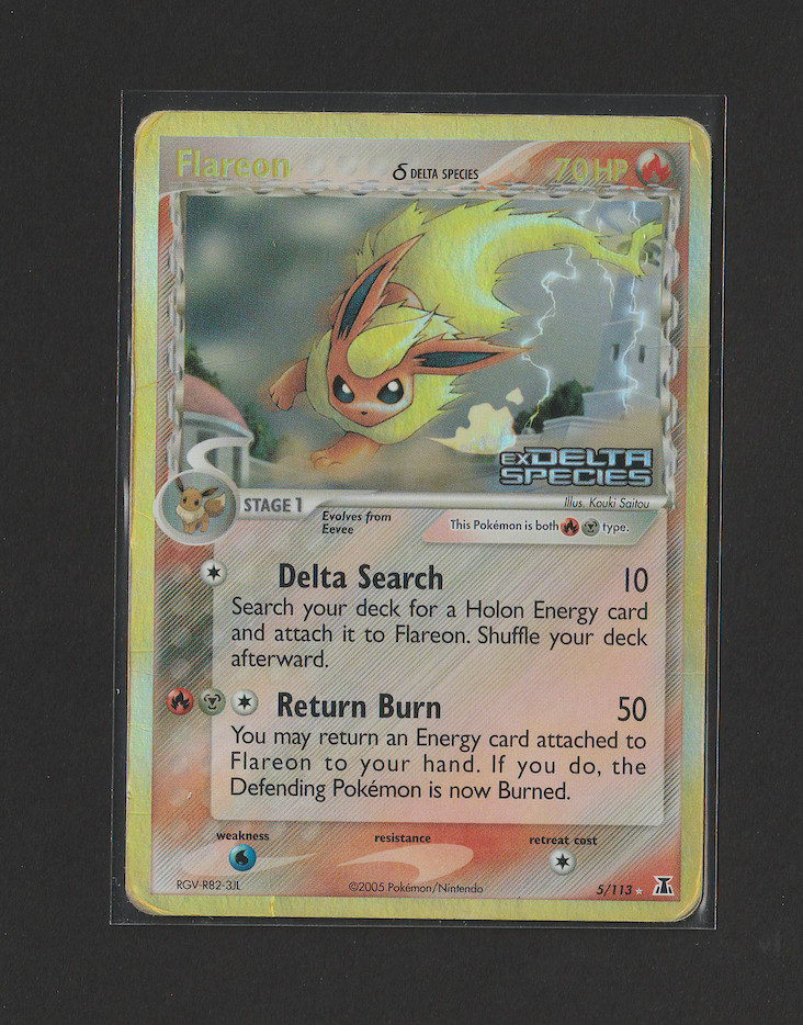 2005 Pokemon Ex Delta Species Flareon 5/113 Reverse Holo Stamped Rare Foil