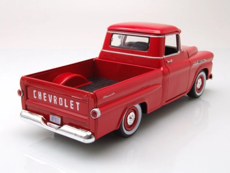 Chevrolet Apache Fleetside Pick Up 1958 Rosso Modellino Auto 1:24 MotorMax - Immagine 2 di 4