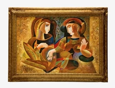 Painting Original C. Loft Cubism Abstract Modern Oil on Canvas Large Art Decor