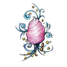 Inked Classic Tattoos, Cotton Candy & Popcorn, Made in USA, Temporary Tattoo