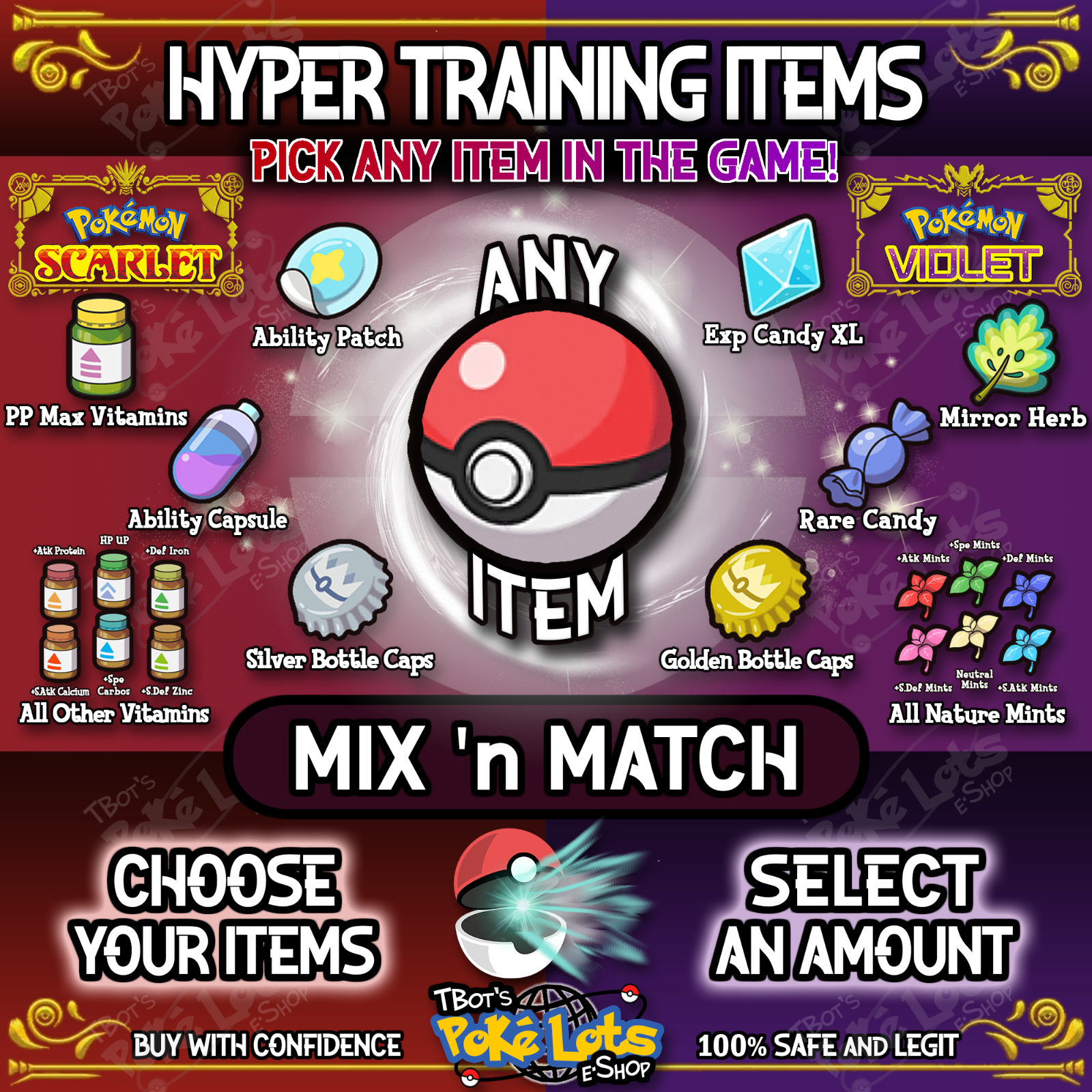 Pokemon Scarlet & Violet 🚀Any Item,Ability Patch, TM, Gold Bottle  Cap,Apriballs