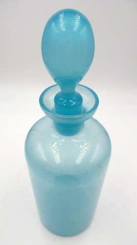 Antique 19th Century European Blue Opaline Glass Perfume Bottle with Stopper - Picture 7 of 12