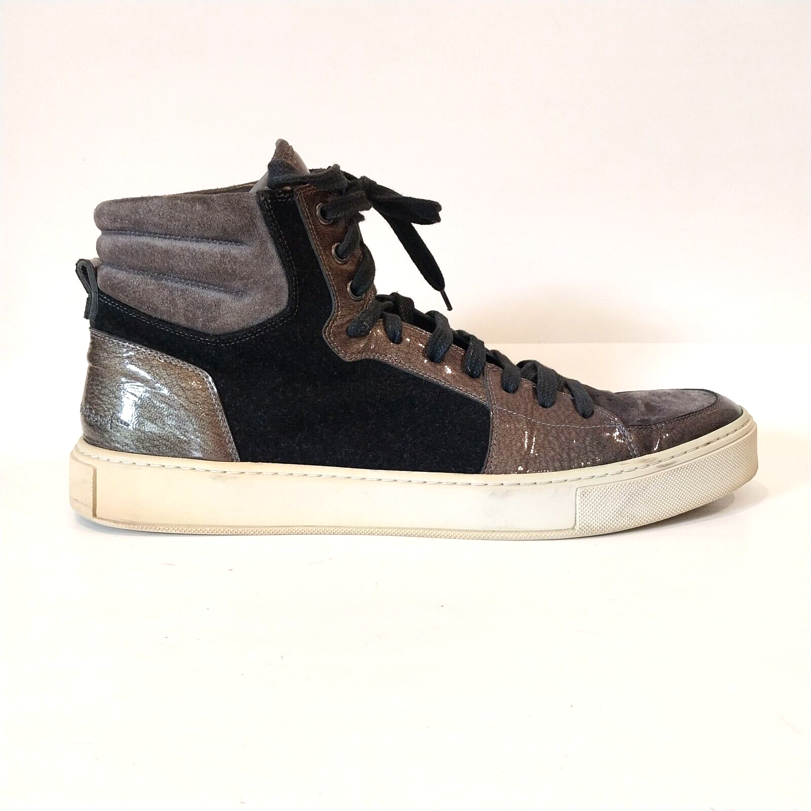 YSL Saint Laurent Scarpe Sneakers Uomo US 13 EU 47 Alte Nero Grigio Streetwear