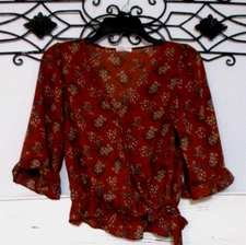 Sienna Sky Top Women's Size XS Long Sleeve Multicolored Floral V Neck