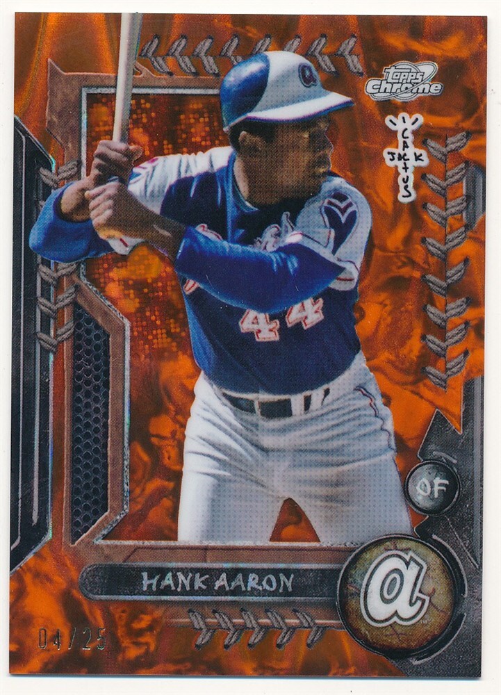 HANK AARON 2024 TOPPS CHROME CACTUS JACK ORANGE REFRACTOR BRAVES MINT SP #04/25