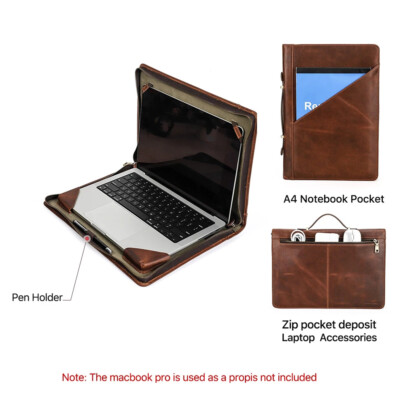 Genuine Leather Laptop Bag For Macbook Pro 14 16 M4 M3 Air 13 15