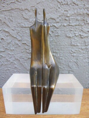 Aharon Bezalel Bronze Mid Century Modern Brutalist Embracing Couple Sculpture