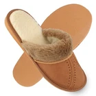 Slippers women's leather sheep wool Brown size 35-42 mules Filsko Tondern