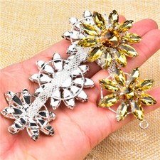 1X Rhinestone Applique Crystal Diamante Flower Short Chain Trim Decor Sew Crafts