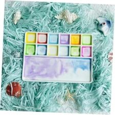 12Well Ceramic Paint Palette,Porcelain Watercolor Palette,Rectangle Artist 