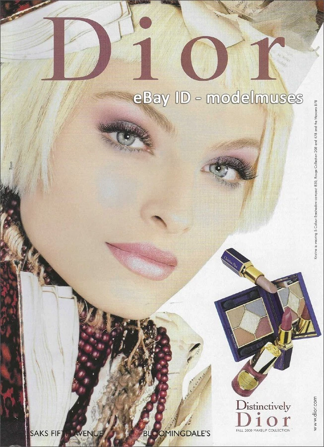 Magazine vintage DIOR beauté 1 page imprimé annonce automne 2000 KRISTINA SEMENOVSKAIA