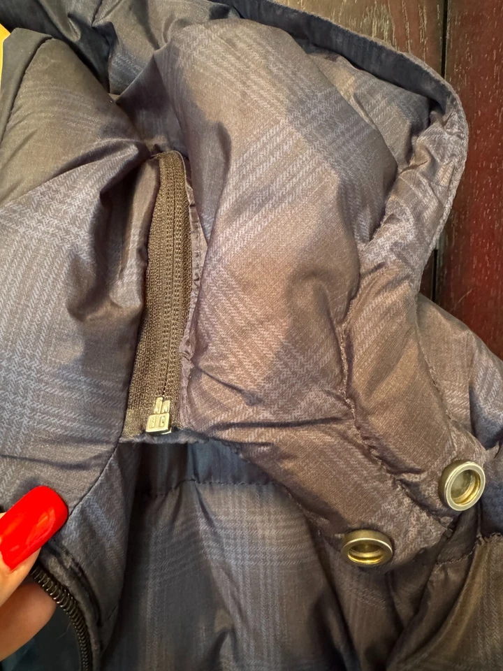 Chaqueta acolchada Elie Tahari Outwear azul a cuadros capucha extraíble para hombre mediana Foto 4 de 4