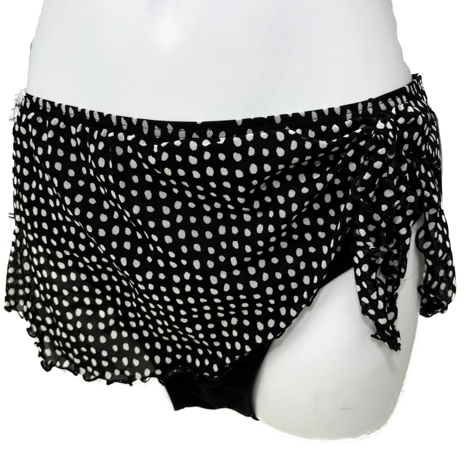 Saia falsa 12 Be Creative parte inferior de biquíni preto branco bolinhas UE 42 - Imagem 2 de 4