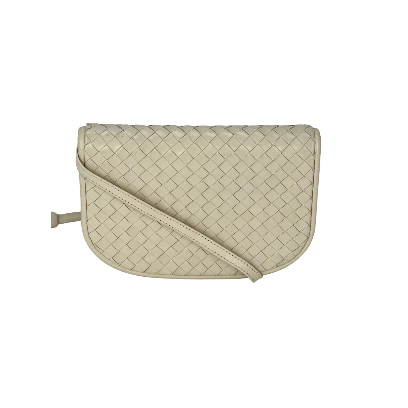 Bottega Veneta — Bottega Veneta Intreciato white leather Shoulder Clutch Bag Ebay Live