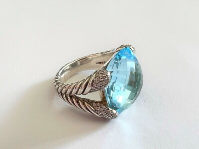 David Yurman Blautopas Diamant Weide Cocktail Ring Größe 7